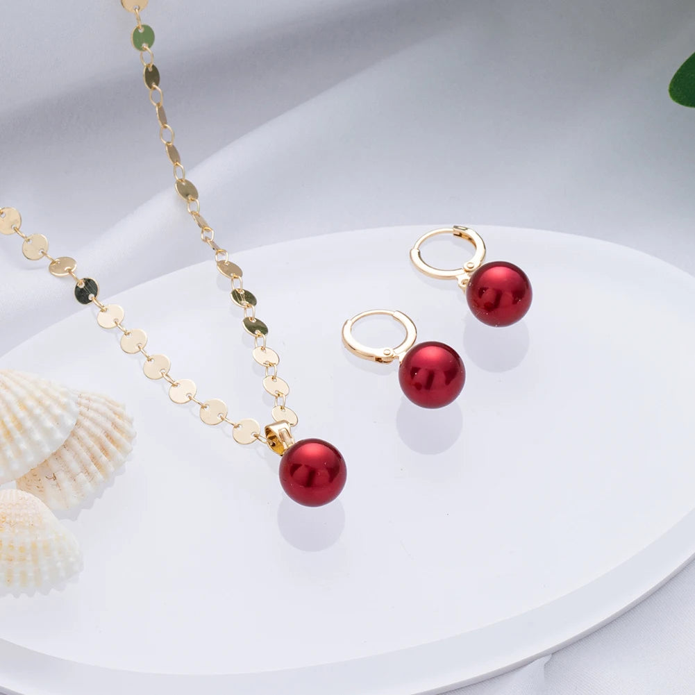 Pearl Pendant Necklace Gold Plated Jewelry Jewelery Sets Woman Fashion Necklaces 2024 Women's Hoop Earrings Necklaces for Women