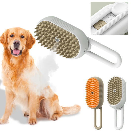 Newest Cat Steam Brush Steamy with 360° Rotating Handle 3 in 1 Electric Spray Massage Dog Cat Hair Removal Pet Grooming Combs