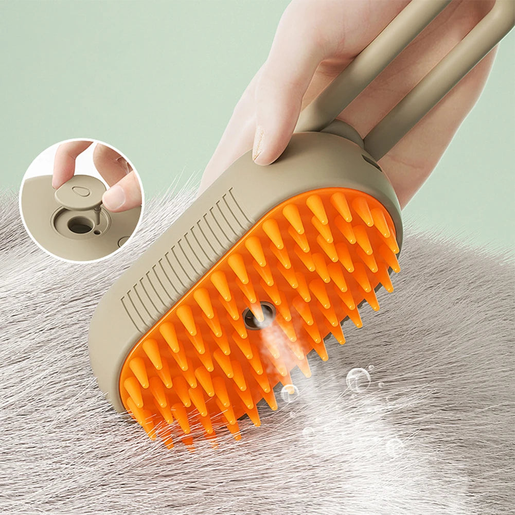 Newest Cat Steam Brush Steamy with 360° Rotating Handle 3 in 1 Electric Spray Massage Dog Cat Hair Removal Pet Grooming Combs