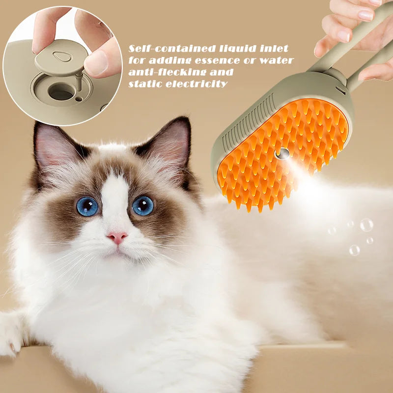 New Steamy Cat Brush 3 in 1 Electric Anti-splashing dog Brush with Steam Spray for Massage Pet Grooming Comb Hair Removal Combs