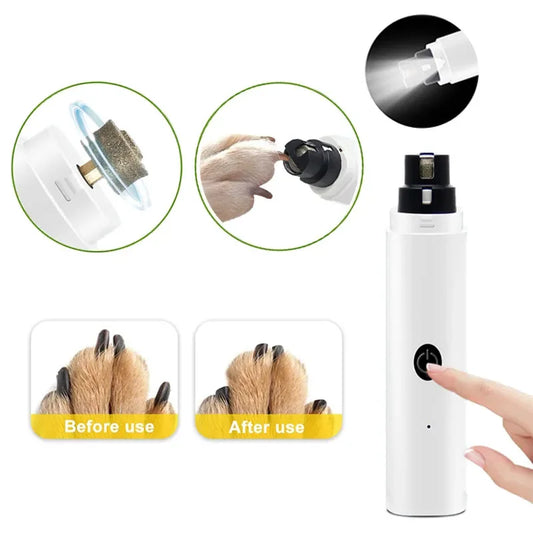 Electric Dog Nail Clippers for Dog Nail Grinders Rechargeable USB Charging LED Light Pet Quiet Cat Paws Nail Grooming Supplies