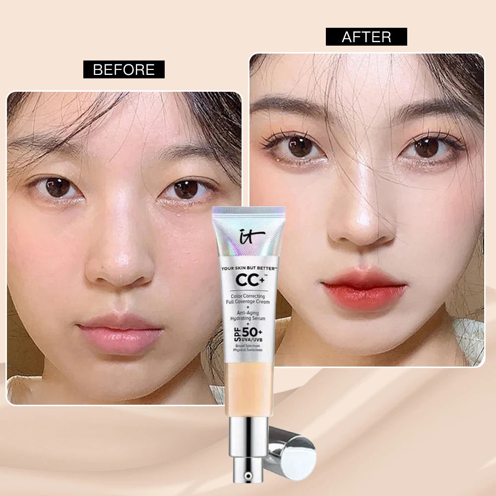 Cosmetic CC Cream 50+ Sunscreen Moisturizing Concealer Smooth Natural Makeup Brightening Skin Color Light Beauty Makeup