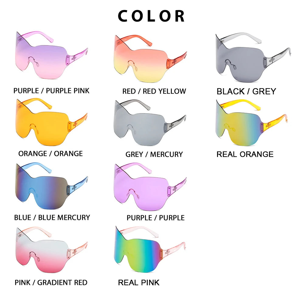 One Piece Oversized Sunglasses Goggles Women Men Colorful Sports Y2k Sun Glasses Driving Shades Brand Designer Eyewear Glasses