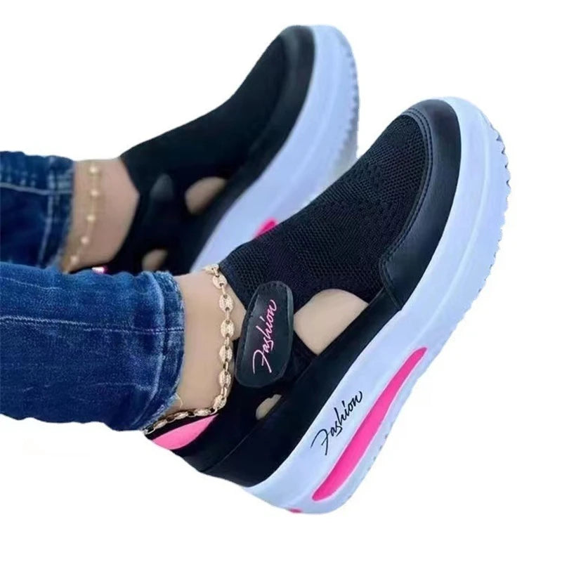 Spring/Autumn New 2024 Women Casual Shoes Fashion Breathable Walking Mesh Flat Shoes Woman Sneakers Black Female Footwear