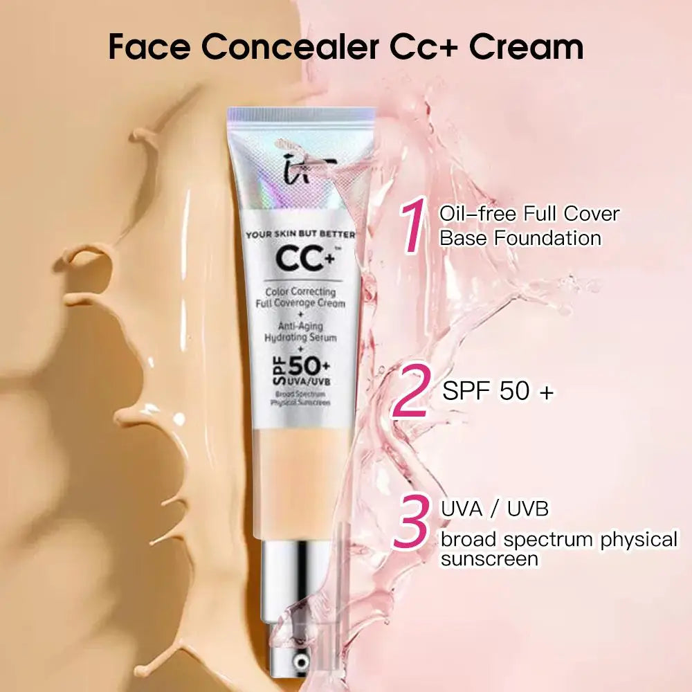 Cosmetic CC Cream 50+ Sunscreen Moisturizing Concealer Smooth Natural Makeup Brightening Skin Color Light Beauty Makeup