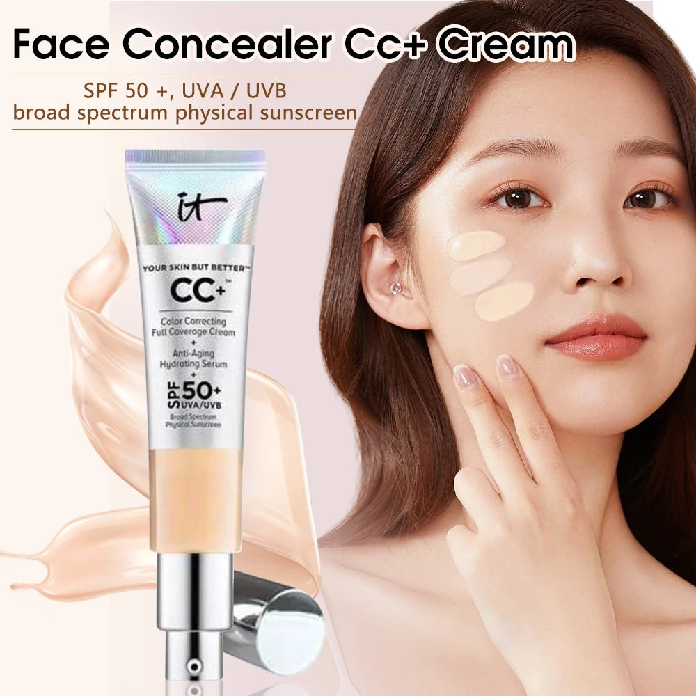 Cosmetic CC Cream 50+ Sunscreen Moisturizing Concealer Smooth Natural Makeup Brightening Skin Color Light Beauty Makeup