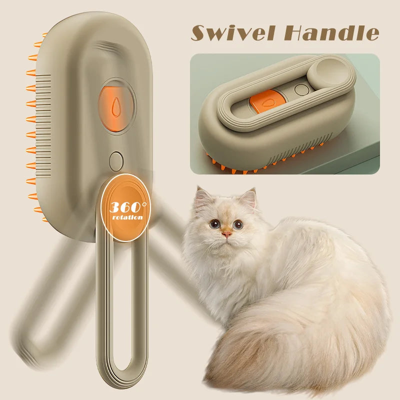 New Steamy Cat Brush 3 in 1 Electric Anti-splashing dog Brush with Steam Spray for Massage Pet Grooming Comb Hair Removal Combs