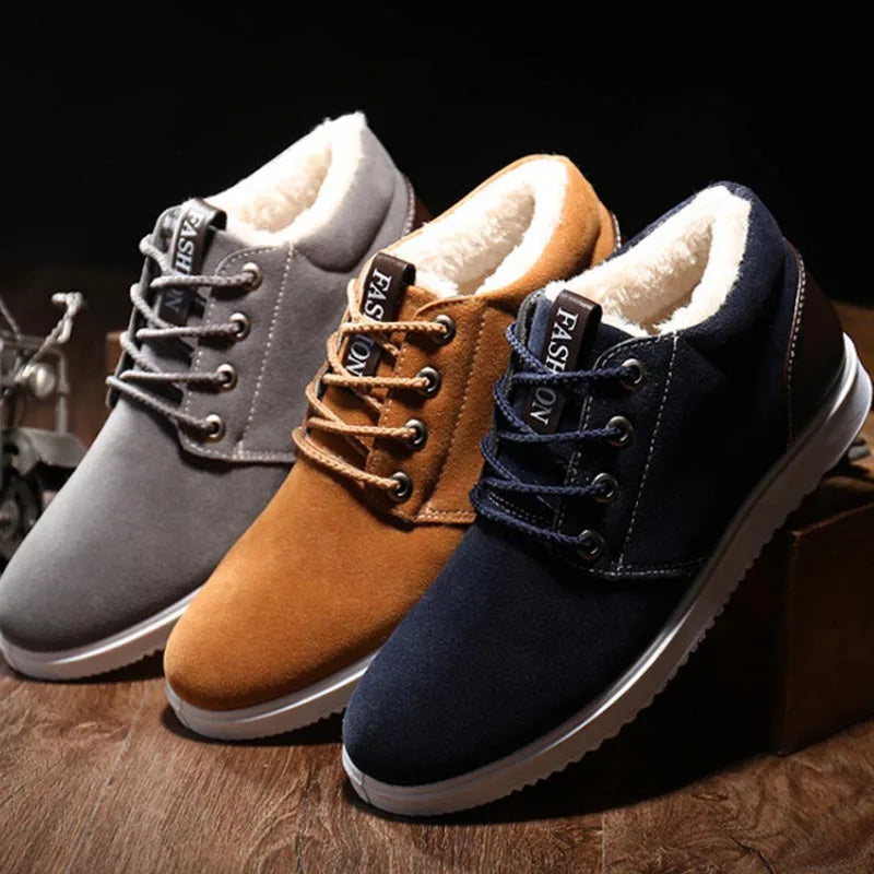 Light Warm Cotton Shoes for Men Winter Shoe Suede Men Sneakers 2022 New Thicken Plush Comfort Lace-up Footwear Zapatos De Hombre