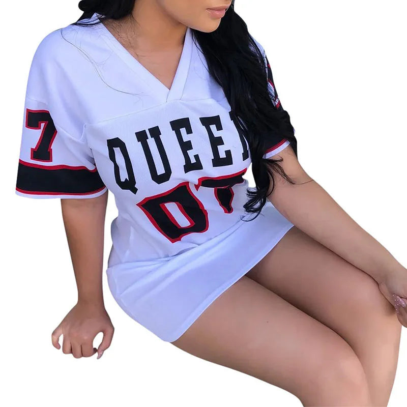 New Fashion V-Neck Queen Dress Short Sleeve Basketball Sporty Style Sexy