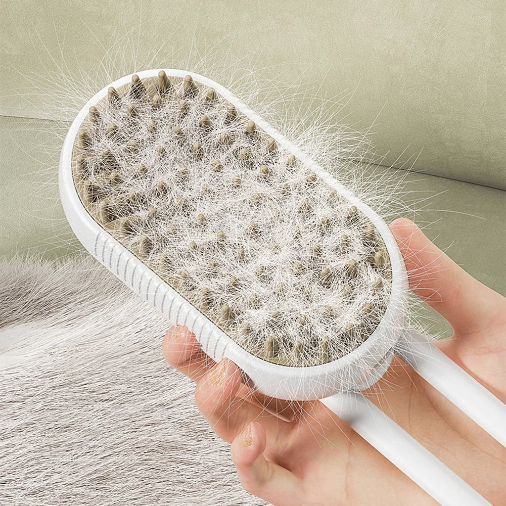 Newest Cat Steam Brush Steamy with 360° Rotating Handle 3 in 1 Electric Spray Massage Dog Cat Hair Removal Pet Grooming Combs